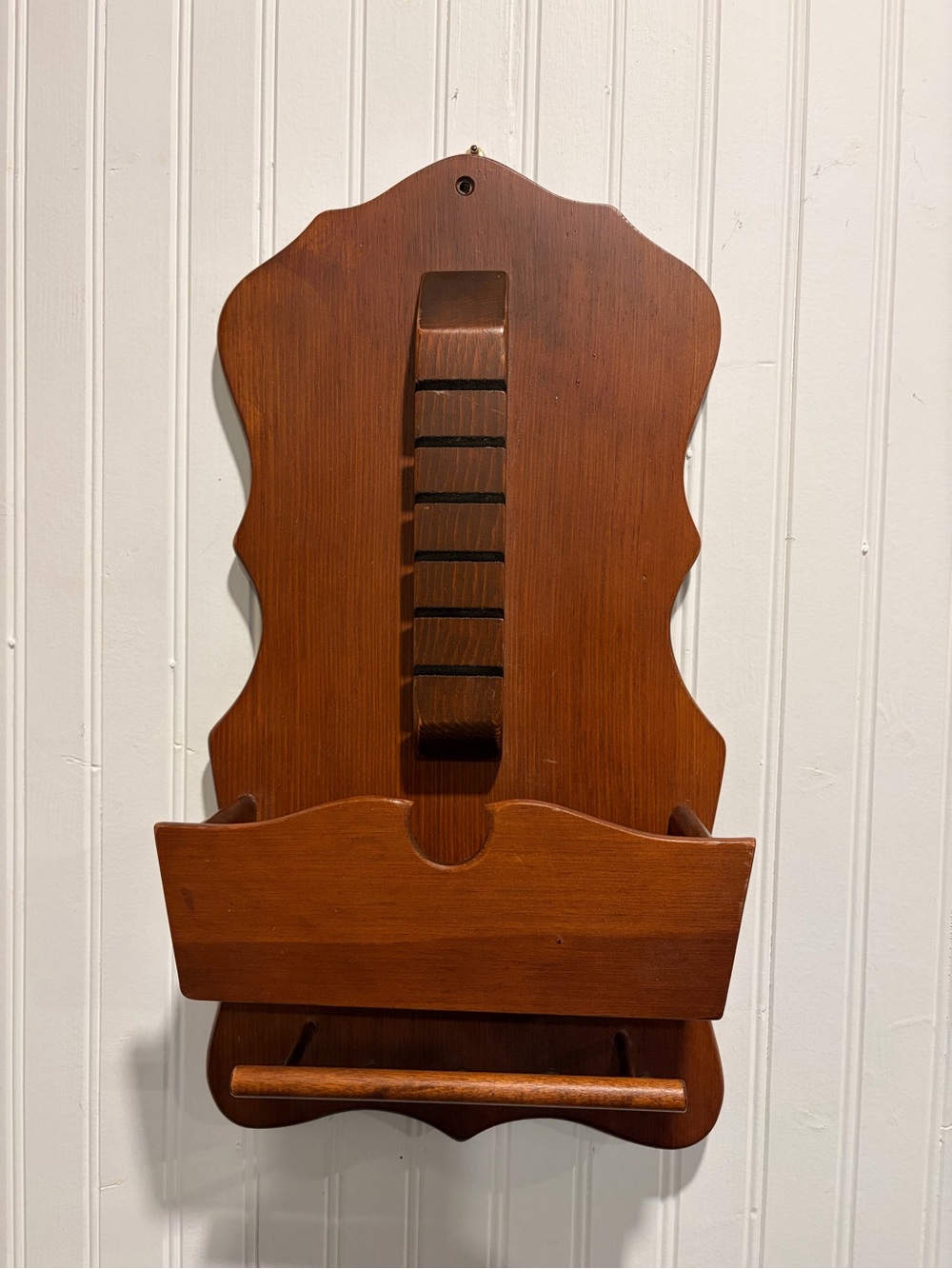 Vintage Wall-Mounted Wooden Mail & Accessory Organizer - Brown Folk Primitive
